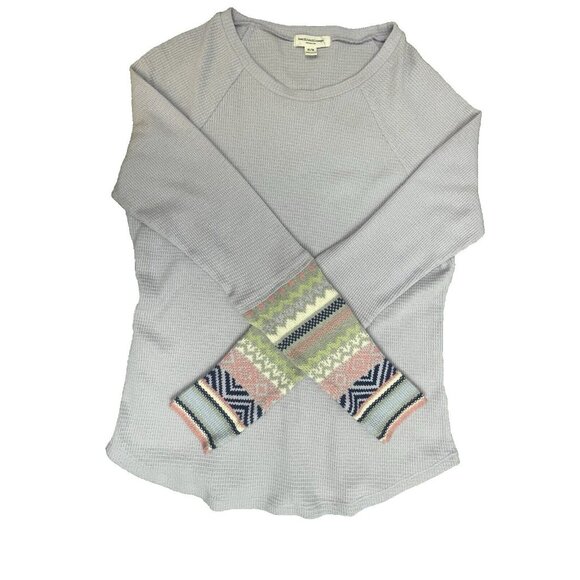 Beach Lunch Lounge Lavender Waffle Knit Thermal Long Sleeve Tee Size Medium - Picture 10 of 16